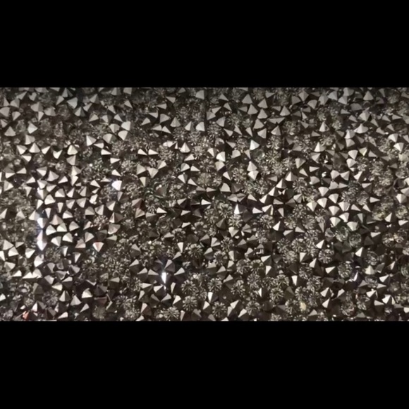 Silver Rhinestone Evening Clutch Bag with short and long strap - Picture 8 of 12